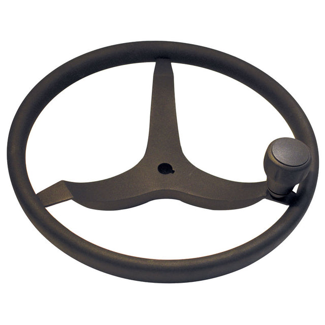 Marpac Stainless Steel Steering Wheel with Control Knob (Black Powder Coat, Does Not Include Cap Nut, Diameter 13-1/2”) - 7-0690 - image 1