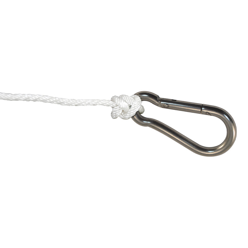 Marpac Solid Braid Nylon Anchor Line with Zinc-Plated Hook (1/4” x 50’, White) - 7-52988 - image 1