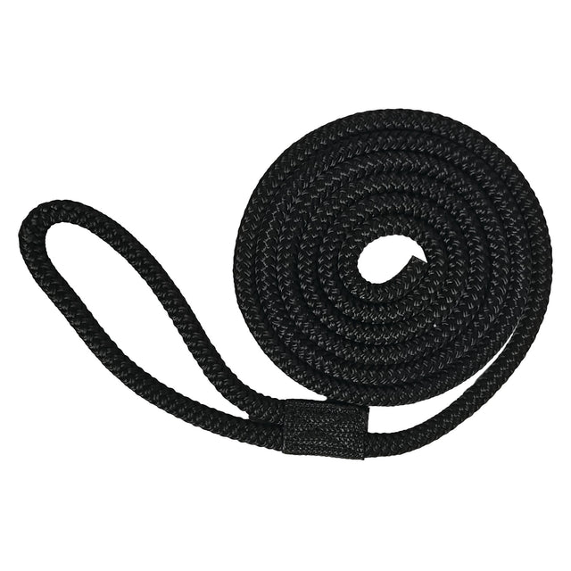 Marpac Double Braided Nylon Fender Lines with 6” Loop (3/8” x 72”, Black) - 7-6477 - image 1