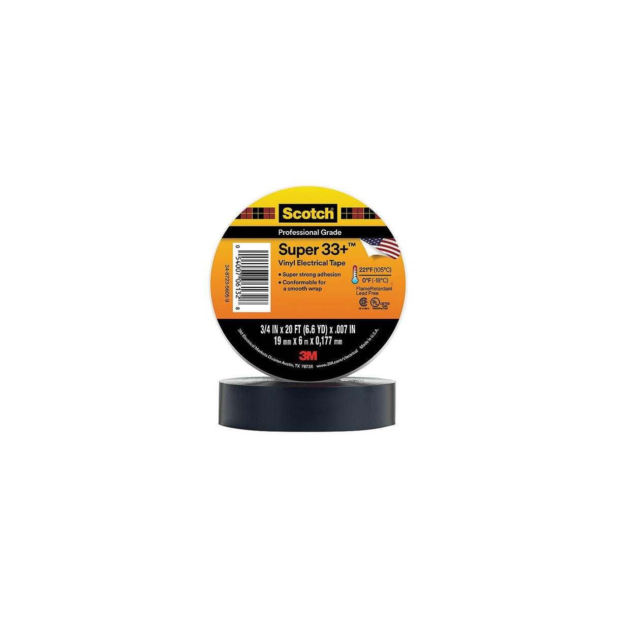 3M 33+ Electrical Tape 3/4 X 66 - 7100099831 - official 3M product image 3