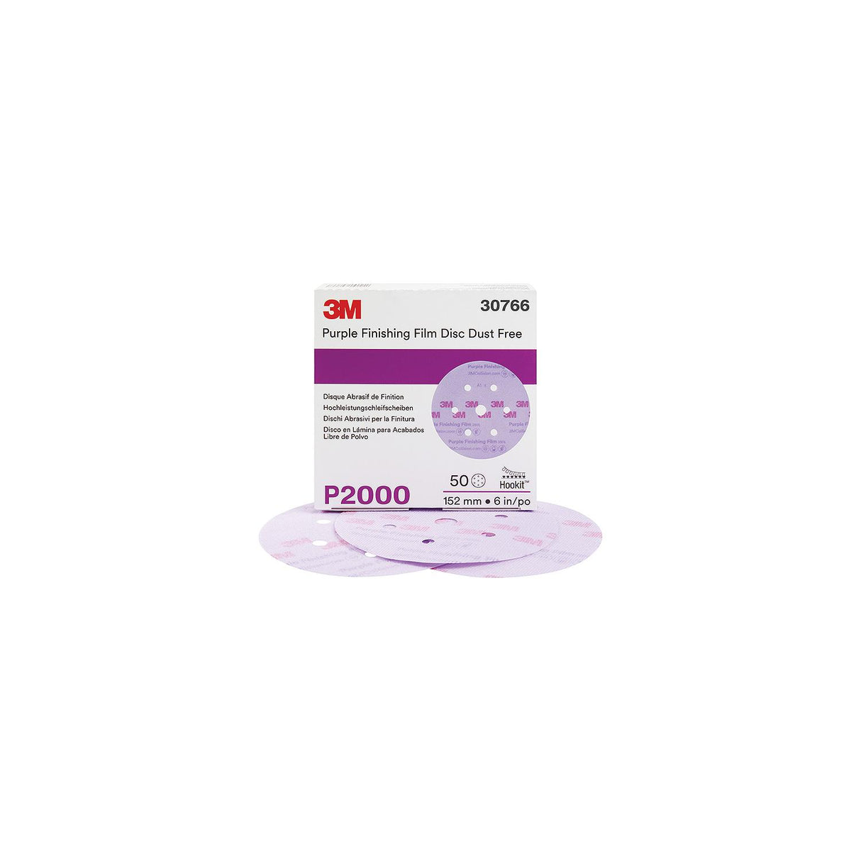 3M Hookitâ¢ Purple Dust-Free Finishing Film Discs, 50/box - 7100122799
