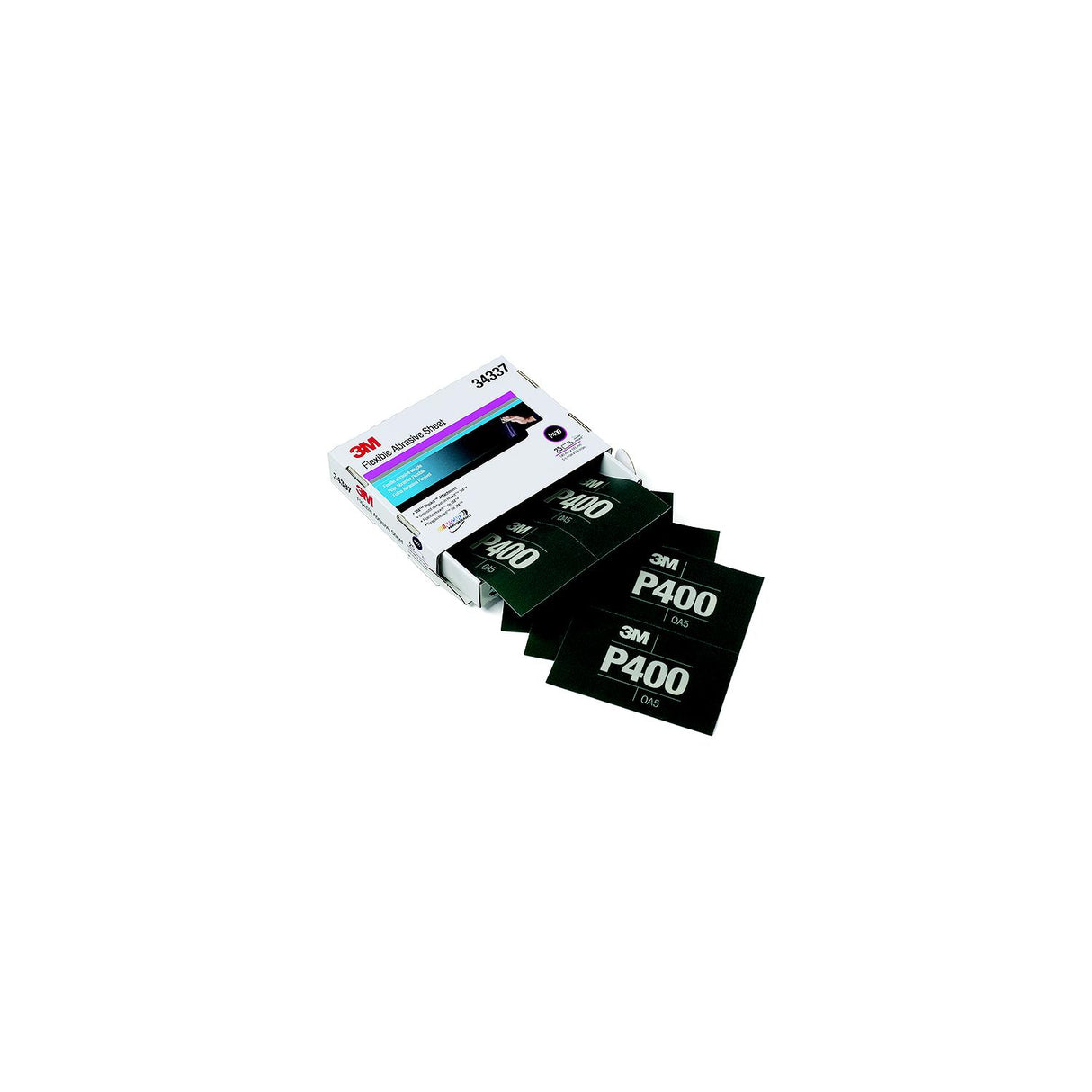 3M Hookitâ¢ Flexible Abrasive Hand Sheet, P400, 25/pk - 7100010553