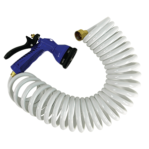 Whitecap 25' White Coiled Hose w/Adjustable Nozzle - P-0441