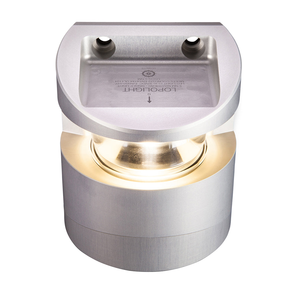 Lopolight Series 300-037 - Luz de mástil - 5NM - Montaje vertical - Blanco - Carcasa plateada [300-037]