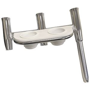 Tigress Offset Triple Rod Holder w/Cup Holders - Port Side - Polished Aluminum - 88148