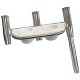 Tigress Offset Triple Rod Holder w/Cup Holders - Port Side - Polished Aluminum - 88148