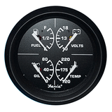 Faria Beede Instruments Faria Euro Black 4" Multifunction Gauge - Volt/Fuel/Oil/Water Temperature - 32851