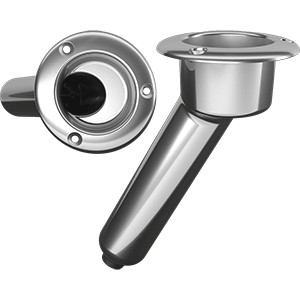 Mate Series Stainless Steel 30&deg; Rod &amp; Cup Holder - Drain - Round Top - C1030D