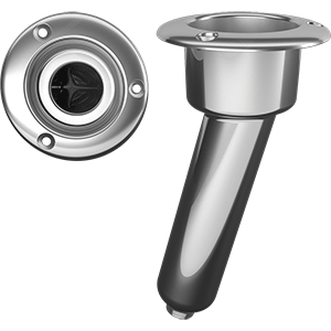 Mate Series Stainless Steel 15&deg; Rod &amp; Cup Holder - Drain - Round Top - C1015D
