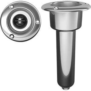 Mate Series Stainless Steel 0&deg; Rod &amp; Cup Holder - Drain - Round Top - C1000D