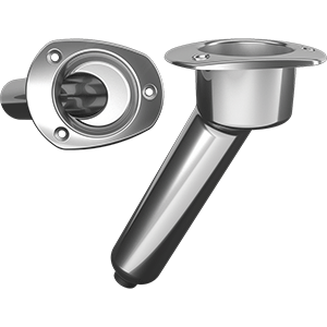 Mate Series Stainless Steel 30&deg; Rod &amp; Cup Holder - Drain - Oval Top - C2030D