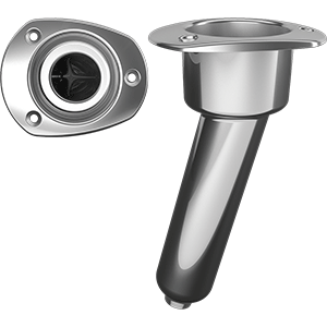 Mate Series Stainless Steel 15&deg; Rod &amp; Cup Holder - Drain - Oval Top - C2015D