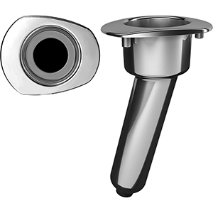 Mate Series Elite Screwless Stainless Steel 15&deg; Rod &amp; Cup Holder - Drain - Oval Top - C2015DS