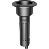Mate Series Plastic 0&deg; Rod &amp; Cup Holder - Drain - Round Top - Black - P1000DB