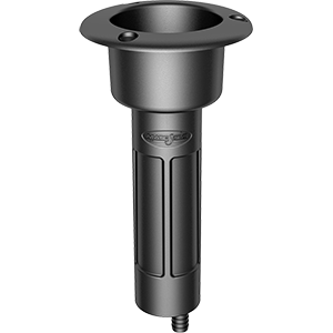 Mate Series Plastic 0&deg; Rod &amp; Cup Holder - Drain - Round Top - Black - P1000DB