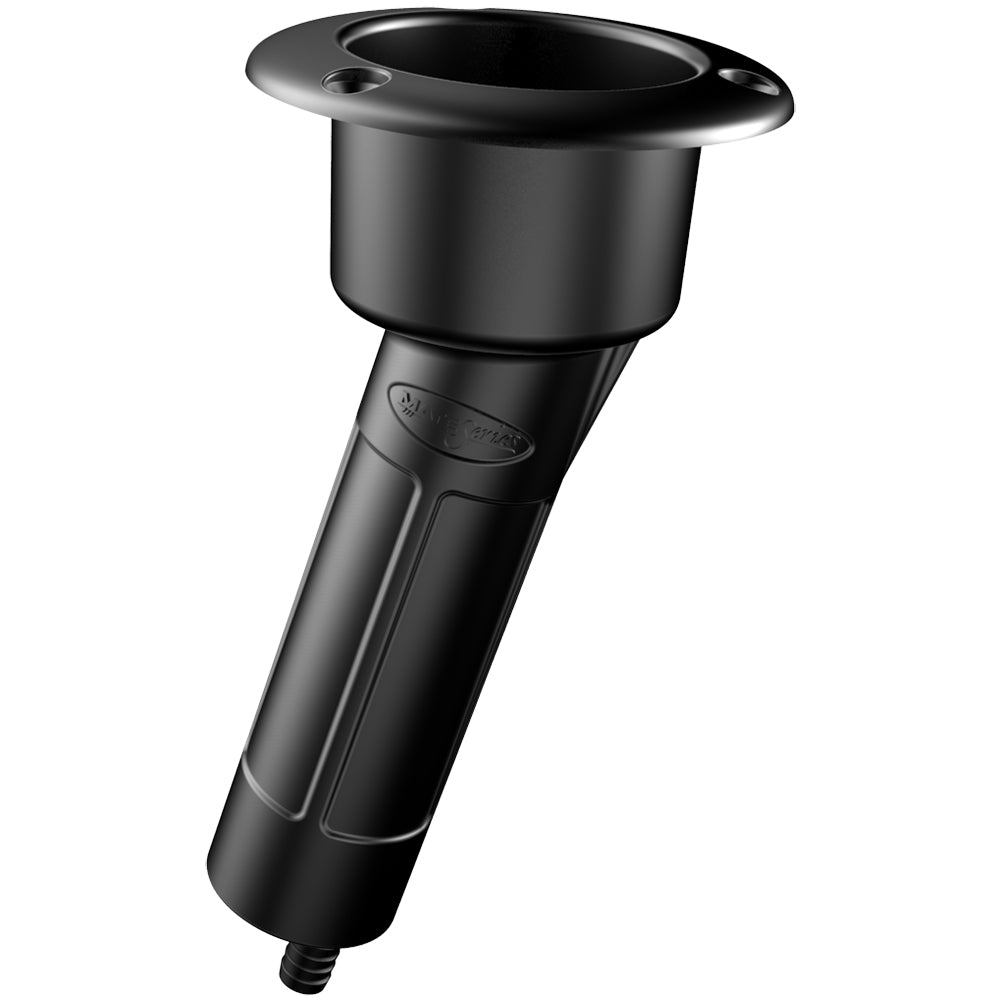 Portavasos de plástico Mate Series con 15 varillas - Desagüe - Parte superior redonda - Negro [P1015DB]