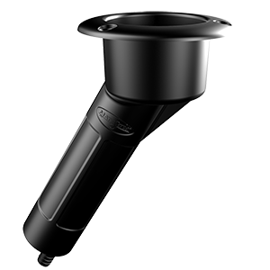 Mate Series Plastic 30&deg; Rod &amp; Cup Holder - Drain - Round Top - Black - P1030DB