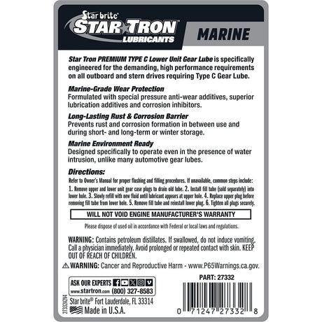 Starbrite 27332 Premium Type C Lower Unit Gear Lube, 32 oz. - 027332P - image 1