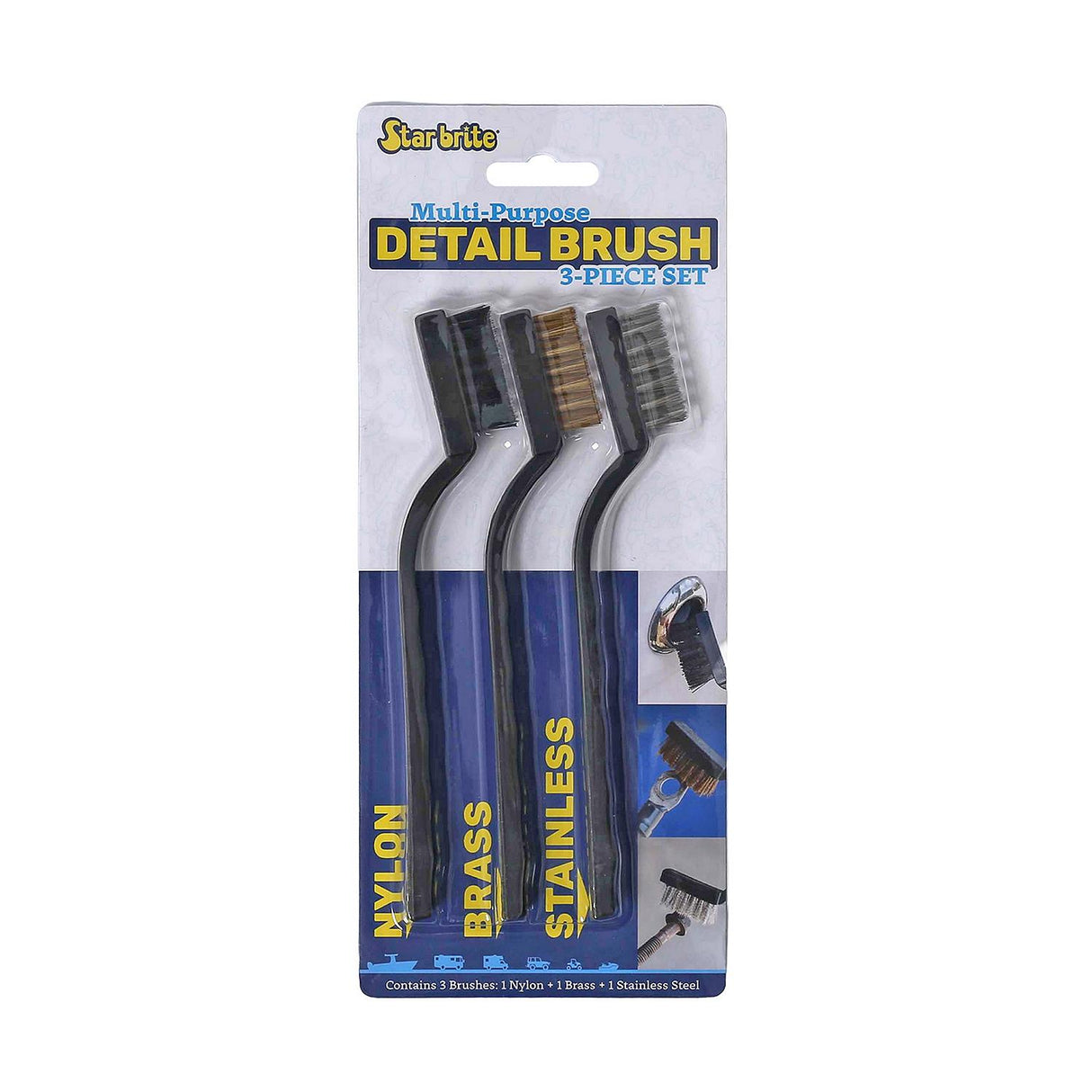 Star Brite 40073 Detail Brush 3 PC Wire Marine Boat - official Star brite product image 2