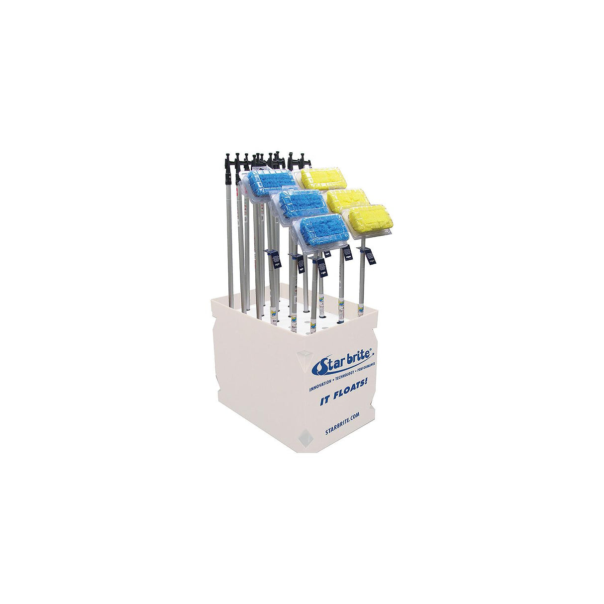 Star brite Mixed Display With Boat Hooks, Blue & Yellow Brushes - 40818