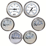 Faria Beede Instruments Faria Chesapeake White w/Stainless Steel Bezel Boxed Set of 6 - Speed, Tach, Fuel Level, Voltmeter, Water Temperature &amp; Oil PSI - Inboard Motors - KTF063