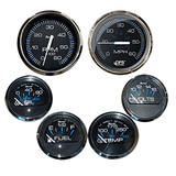 Faria Beede Instruments Faria Chesapeake Black w/Stainless Steel Bezel Boxed Set of 6 - Speed, Tach, Fuel Level, Voltmeter, Water Temperature &amp; Oil PSI - Inboard Motors - KTF064