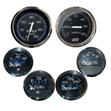 Faria Chesapeake Black w/Stainless Steel Bezel Boxed Set of 6 - Speed, Tach, Fuel Level, Voltmeter, Water Temperature Oil PSI