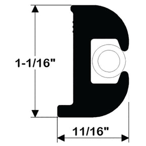 TACO Marine Flexible Black Vinyl Rub Rail (1-1/6" H x 11/16" W x 50’ L) - V11-0809BKA50-1 - image 1