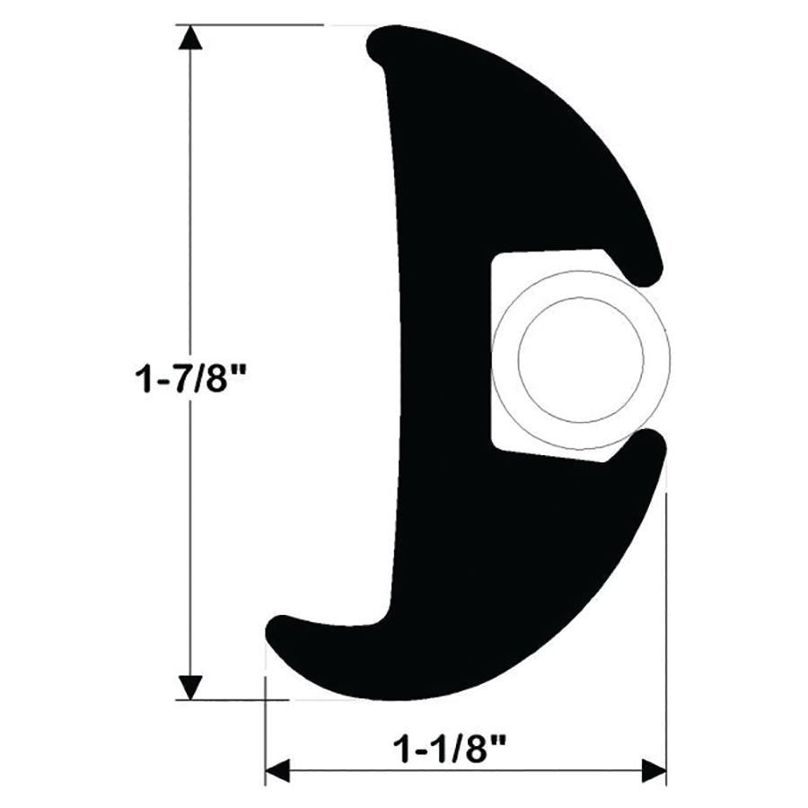 TACO Marine Flexible Black Vinyl Rub Rail (1-7/8" H x 1-1/8" W x 70’ L) - V11-2423BKA70-1 - image 1