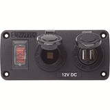 Blue Sea Systems Blue Sea 4363 Water Resistant USB Accessory Panels - 15A Circuit Breaker, 12V Socket, 2.1A Dual USB Charger