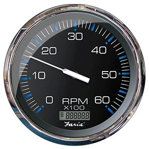 Faria Beede Instruments Faria Chesapeake Black 5" Tachometer w/Digital Hourmeter - 6000 RPM (Gas) (Inboard) - 33763