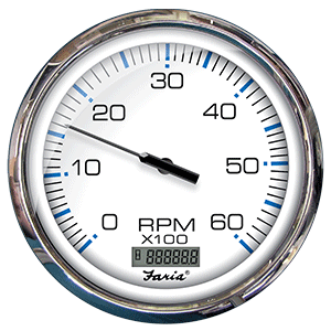Faria Beede Instruments Faria Chesapeake White SS 5" Tachometer w/Digital Hourmeter - 6000 RPM (Gas) (Inboard) - 33863