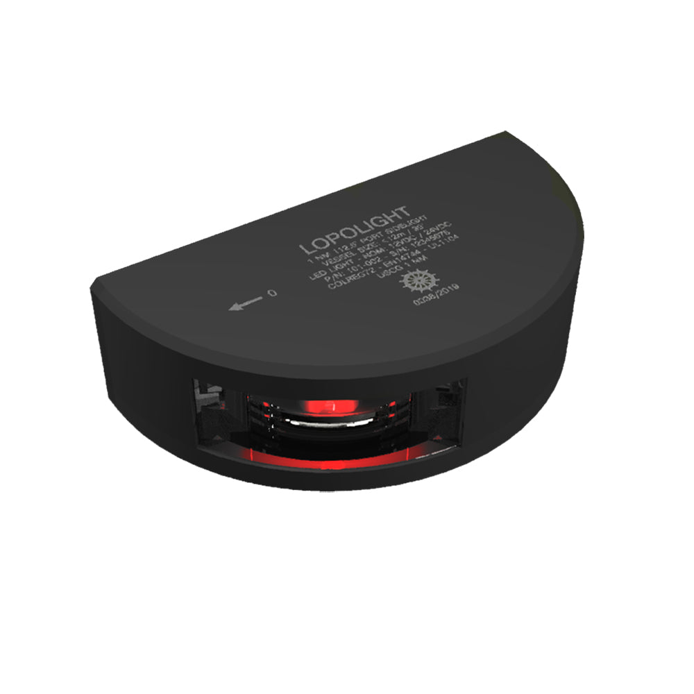 Lopolight Series 101-002 - Luz lateral de babor - 1NM - Montaje vertical - Rojo - Carcasa negra [101-002-B]