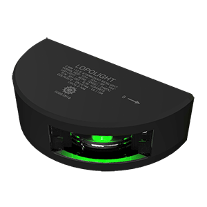 Lopolight Series 301-001 - Starboard Sidelight - 2NM - Vertical Mount - Green - Black Housing - 301-001-B