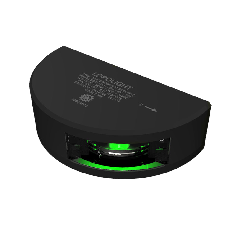 Lopolight Series 301-001 - Luz lateral de estribor - 2NM - Montaje vertical - Verde - Carcasa negra [301-001-B]
