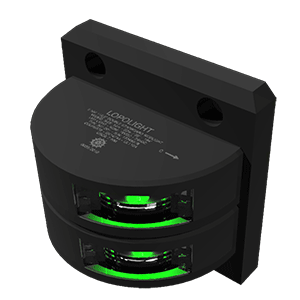 Lopolight Series 301-001 - Double Stacked Starboard Sidelight - 2NM - Vertical Mount - Green - Black Housing - 301-001ST-B