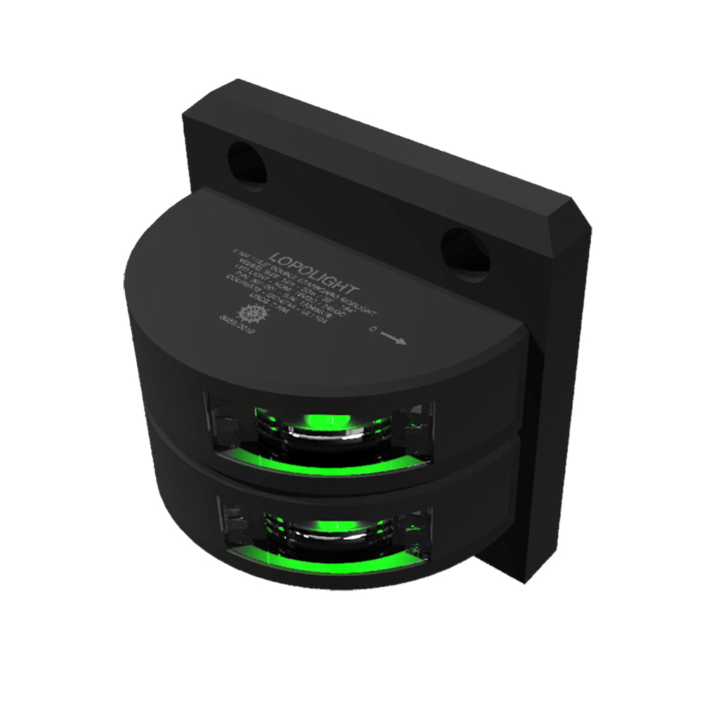 Lopolight Series 301-001 - Luz lateral de estribor de doble apilamiento - 2NM - Montaje vertical - Verde - Carcasa negra [301-001ST-B]