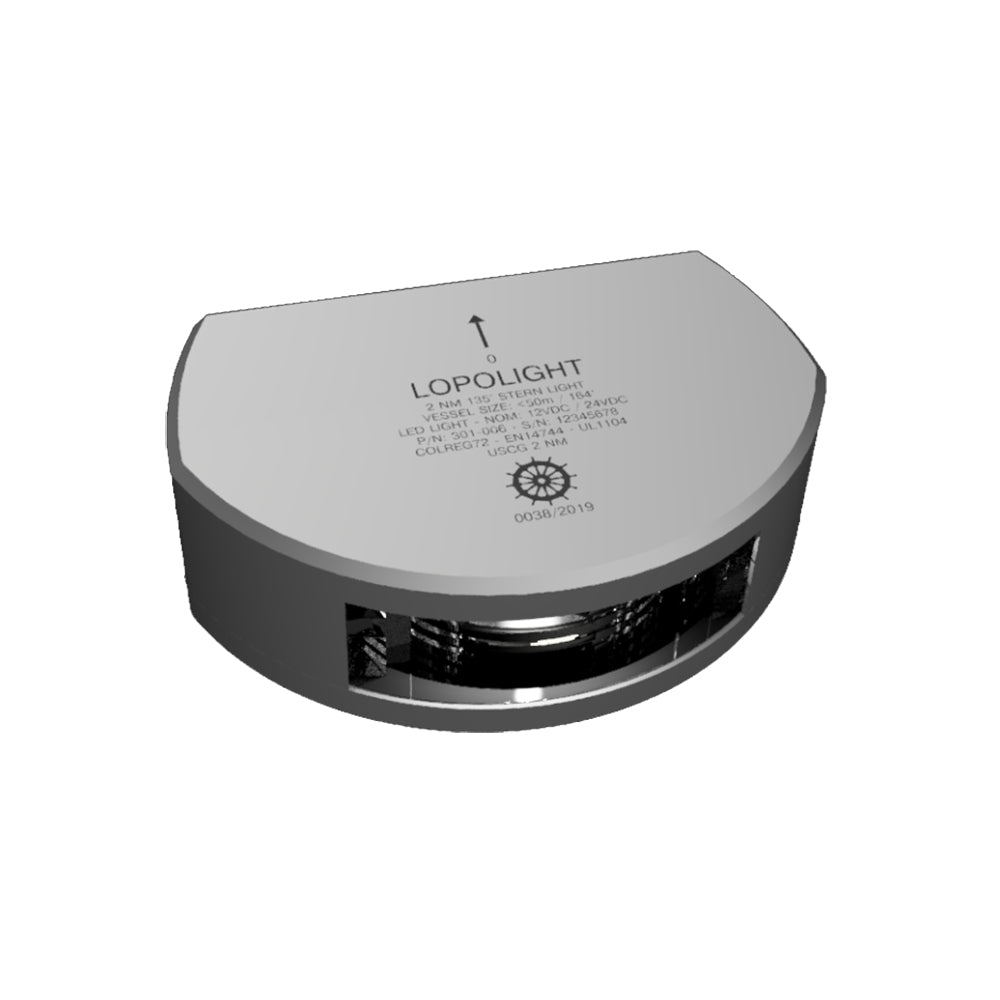 Lopolight Series 301-006 - Luz de popa - 2NM - Montaje vertical - Blanco - Carcasa plateada [301-006]