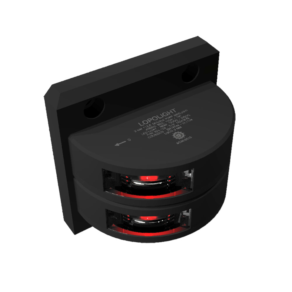 Lopolight Series 301-102 - Luz lateral de puerto apilado doble - 3NM - Montaje vertical - Rojo - Carcasa negra [301-102ST-B]