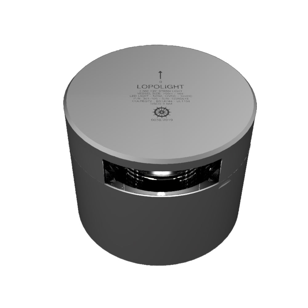 Lopolight Series 301-105 - Luz de popa - 3NM - Montaje horizontal - Blanco - Carcasa plateada [301-105]