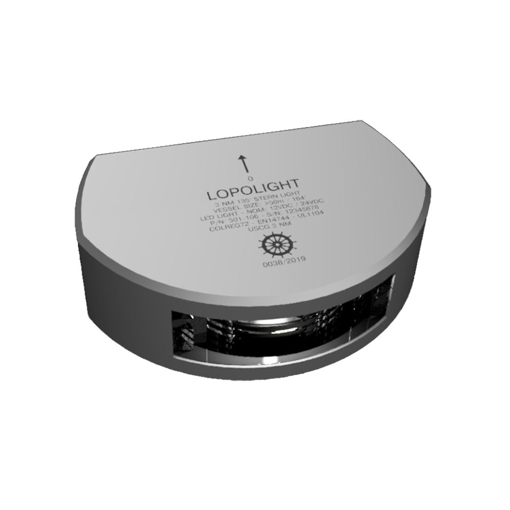 Lopolight Series 301-106 - Luz de popa - 3NM - Montaje vertical - Blanco - Carcasa plateada [301-106]