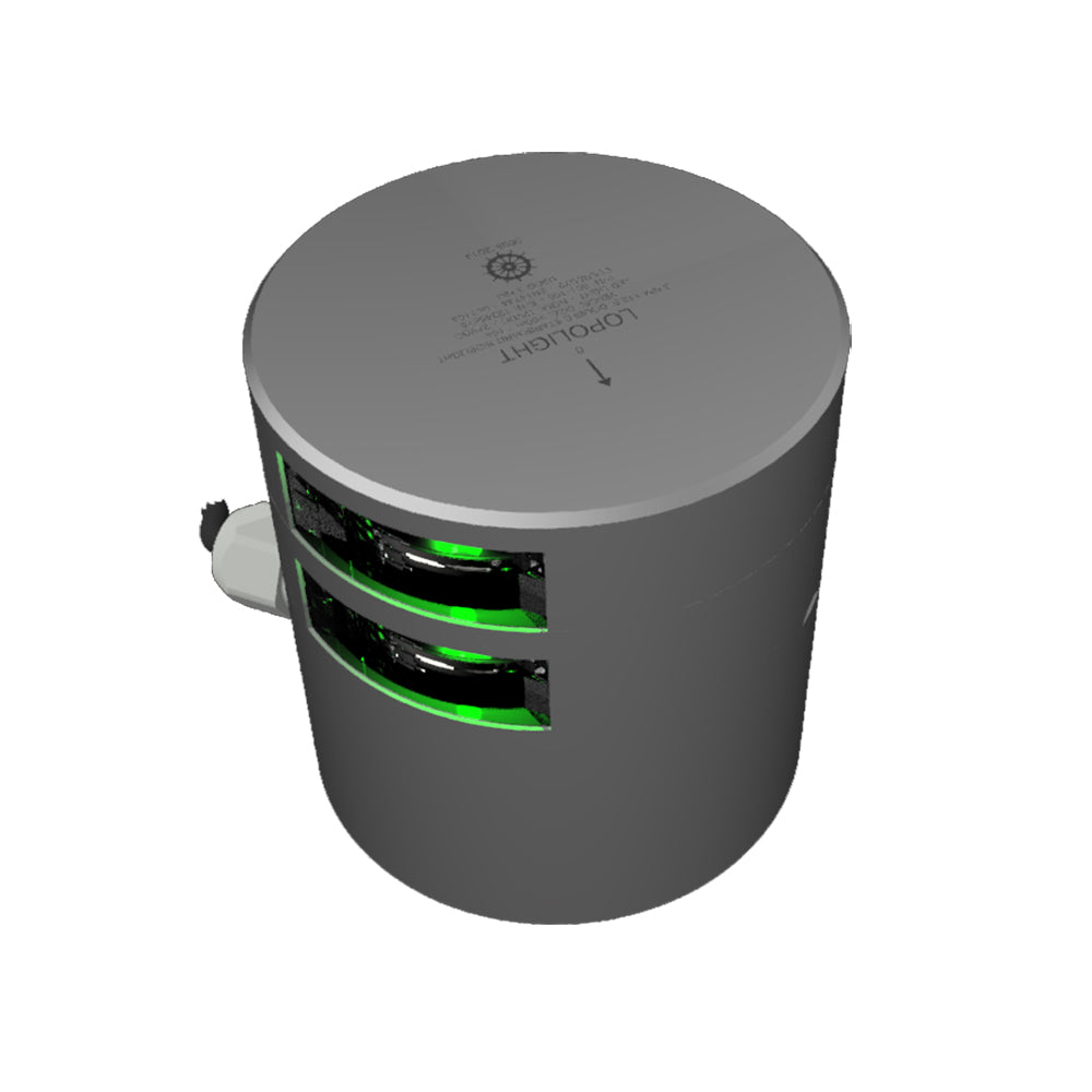 Lopolight Series 301-108 - Luz de navegación de doble apilamiento - 3NM - Montaje horizontal - Verde - Carcasa plateada [301-108ST]