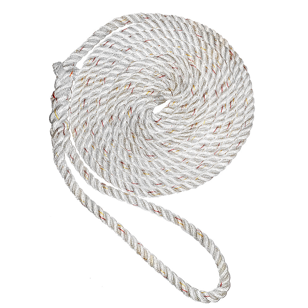 New England Ropes Línea de muelle premium de 3 hilos de 1/2" - Blanco con rastreador - 35 [C6050-16-00035]