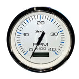 Faria Chesapeake White SS 4" Tachometer w/Hourmeter (4000 RPM) (Diesel) (Mech. Takeoff Var. Ratio Alt) [33834]