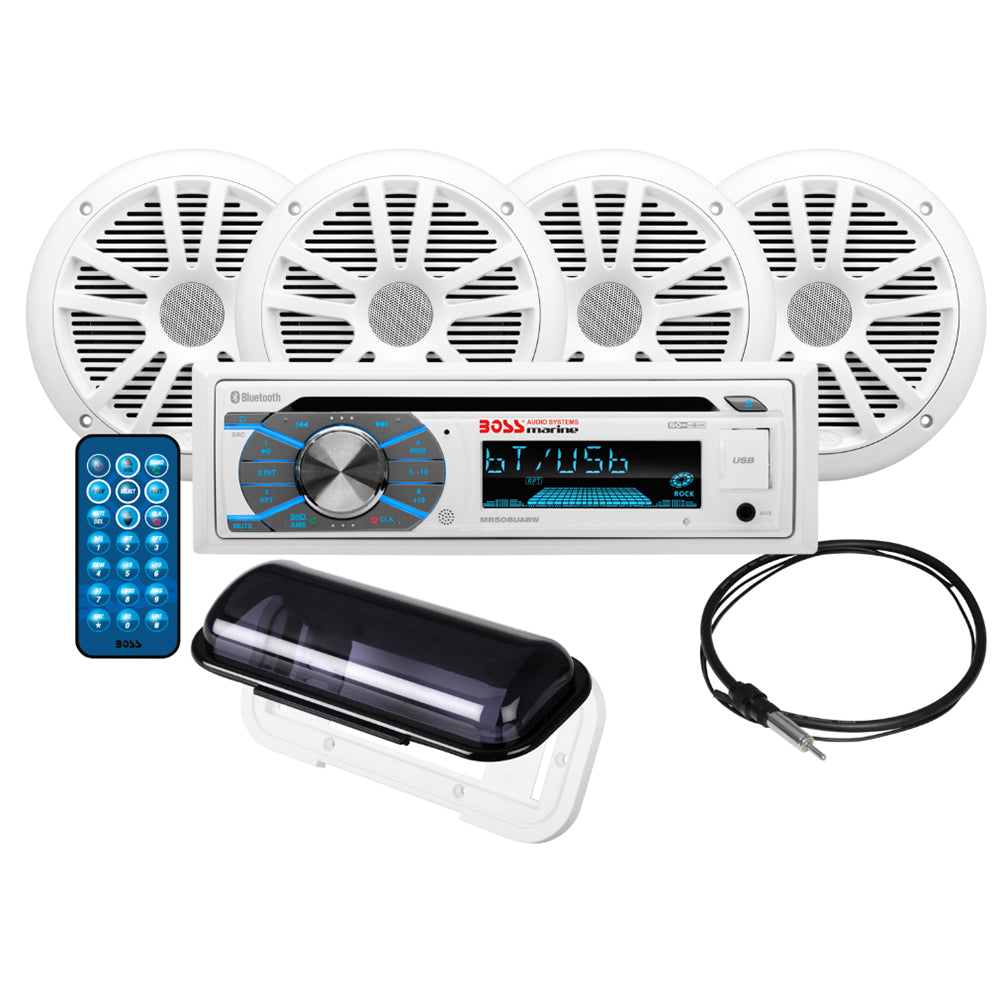Boss Audio MCK508WB.64S Marine Stereo 2 pares de kit de altavoces de 6,5" - Blanco [MCK508WB.64S]