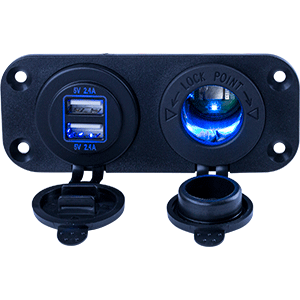 Sea-Dog Double USB &amp; Power Socket Panel - 426505-1