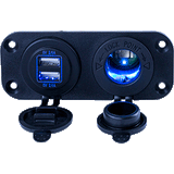 Sea-Dog Double USB &amp; Power Socket Panel - 426505-1