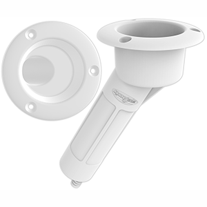 Mate Series Plastic 30&deg; Rod &amp; Cup Holder - Drain - Round Top - White - P1030DW