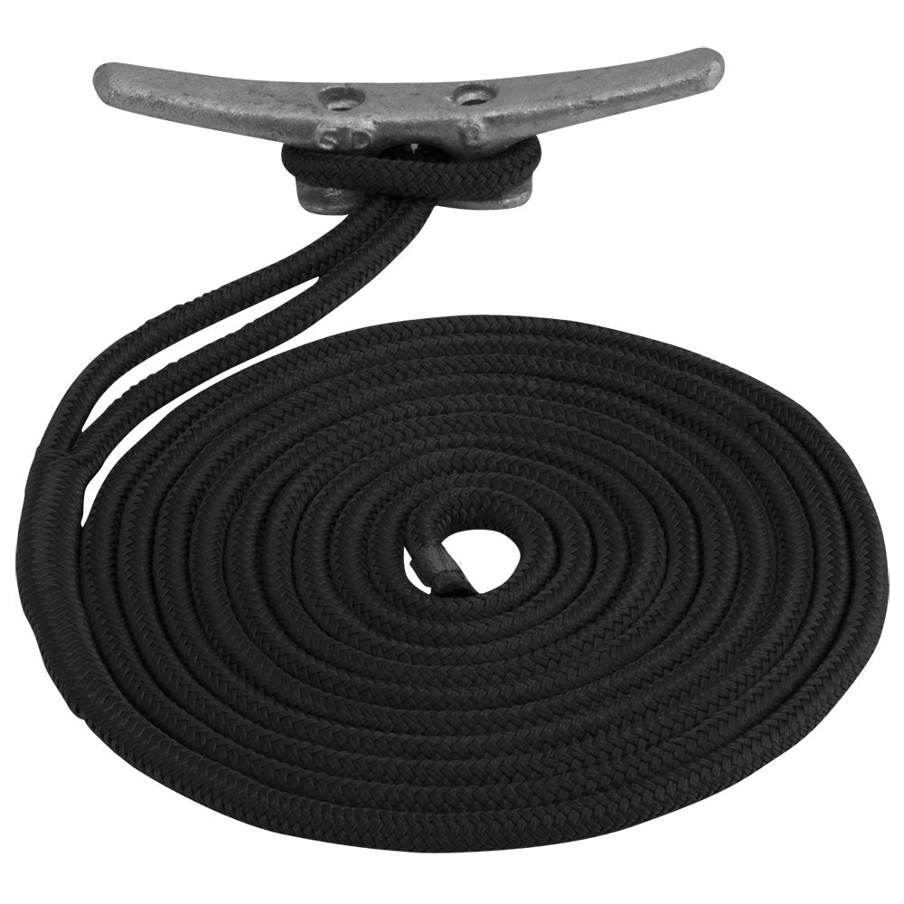 Sea-Dog Double Braided Nylon Dock Line - 3/8" x 25' - Black - 302110025BK-1