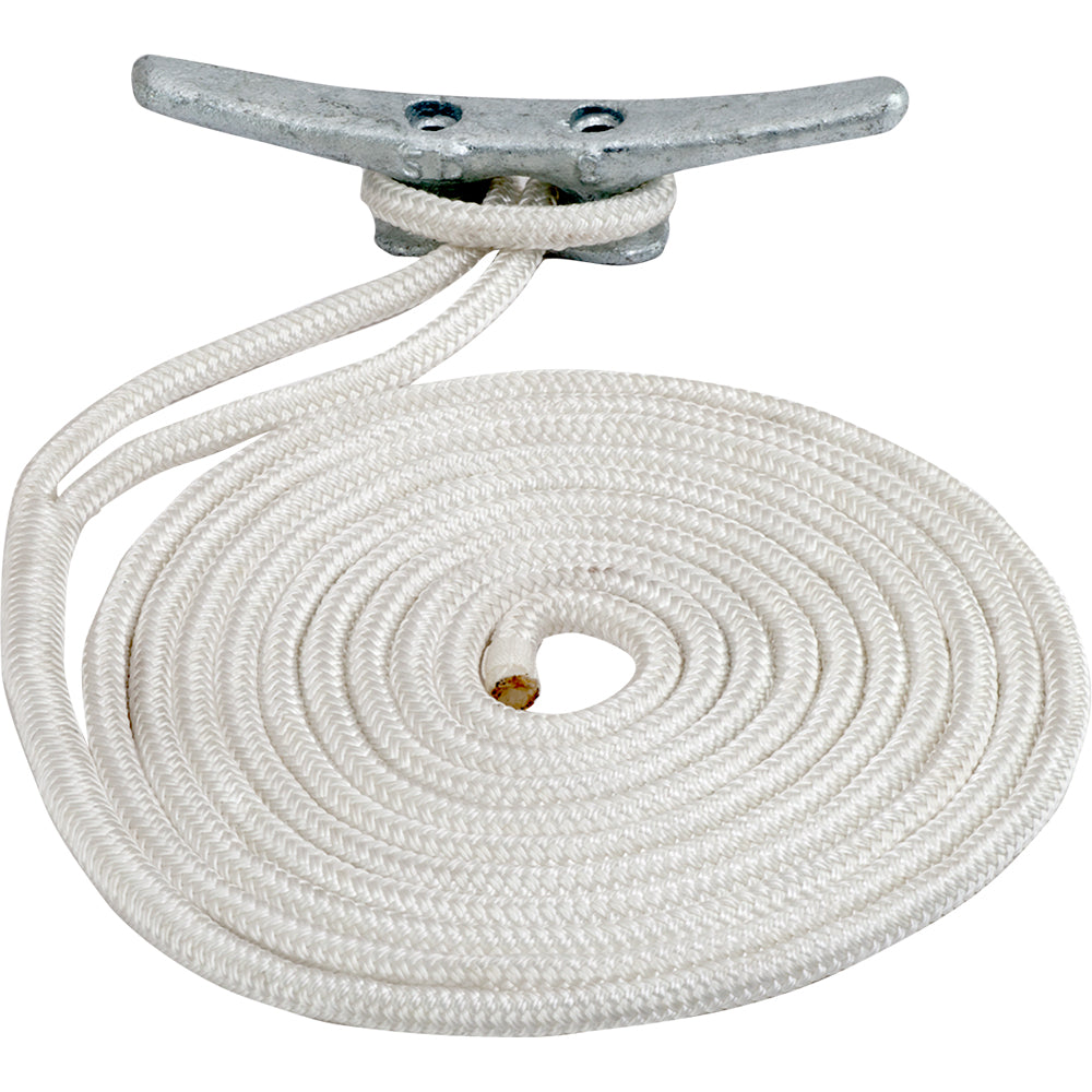 Línea de muelle de nailon trenzado doble Sea-Dog - 5/8" x 25 - Blanco [302116025WH-1]